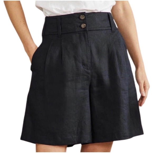 Boden Pants - NWT Boden Navy Blue 100% Linen High Waisted Tailored Shorts Size 6